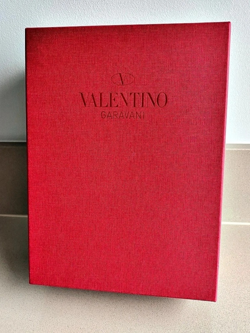 Empty Valentino Garavani Red Shoe Box with Lid and Dust Bag
